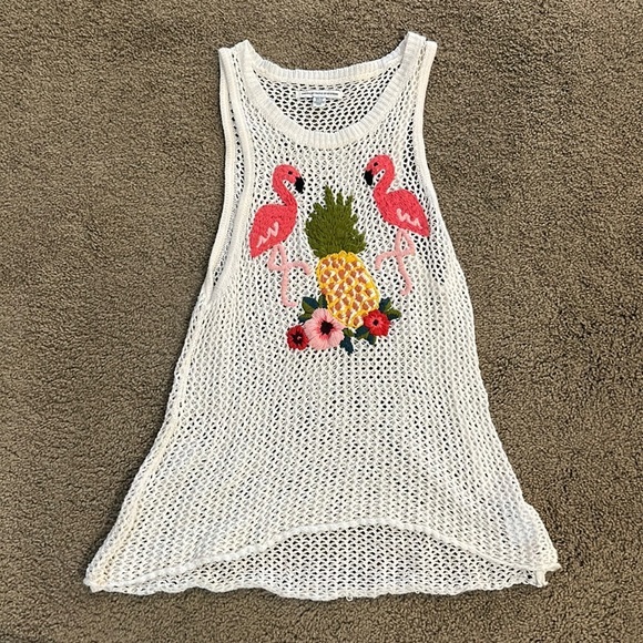 American Eagle Outfitters Tops - American Eagle Cotton Mesh Flamingo Tank Top. Size XS. Excellent Used Condition
